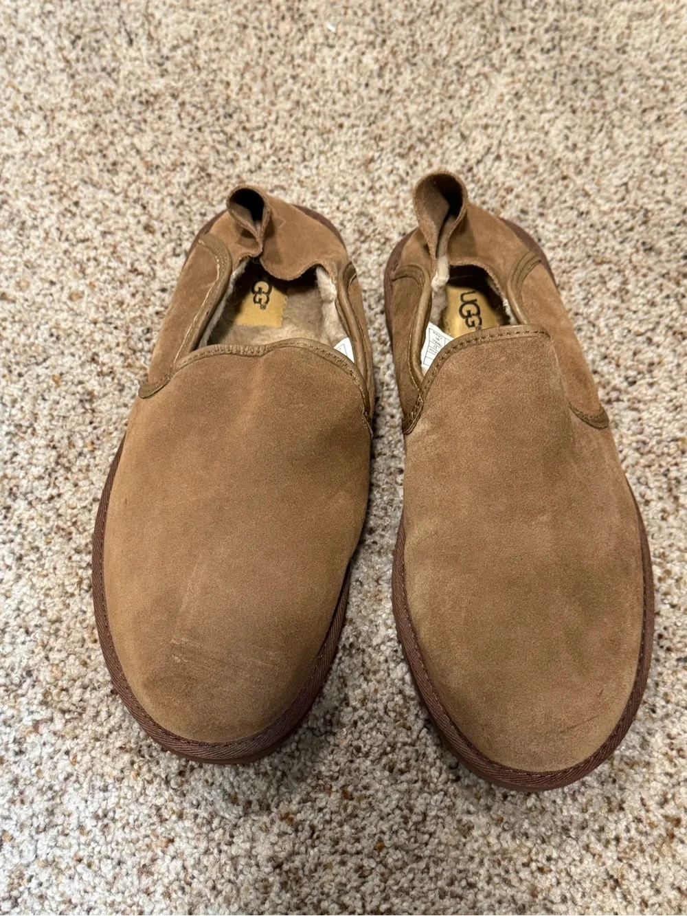 UGG Cooke Men 9 Chestnut Suede Slip On Slippers Loafers 1013485 Collapsible Heel